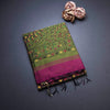 Semi Linen Dark Pink Printed Saree 03