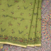 Semi Linen Olive Green Printed Saree 02