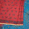 Semi Linen Red Printed Saree 02