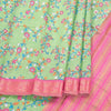 Semi Tussar Parrot Green Printed Saree