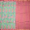 Semi Tussar Parrot Green Printed Saree 02