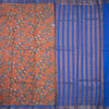Semi Tussar Rust Orange Printed Saree