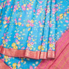 Semi Tussar Dark Cyan Printed Saree