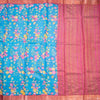 Semi Tussar Dark Cyan Printed Saree