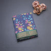 Semi Tussar Dusty Blue Printed Saree