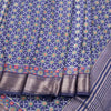 Semi Tussar Navy Blue Printed Saree