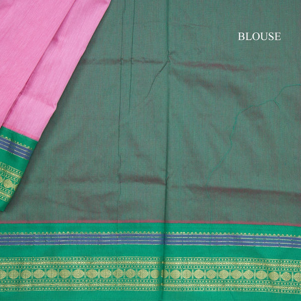 Kalyani Cotton Pink Saree With Zari Buttas And Contrast Border