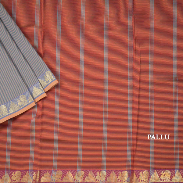 Poly Cotton Grey Plain Saree 02