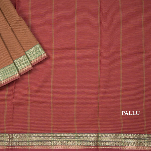Poly Cotton Light Brown Plain Saree 02
