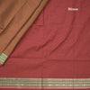 Poly Cotton Light Brown Plain Saree 02