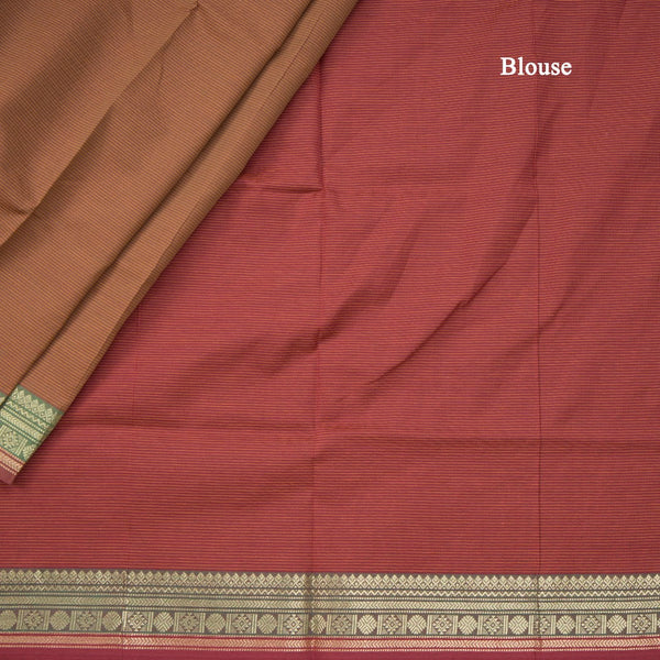 Poly Cotton Light Brown Plain Saree 02