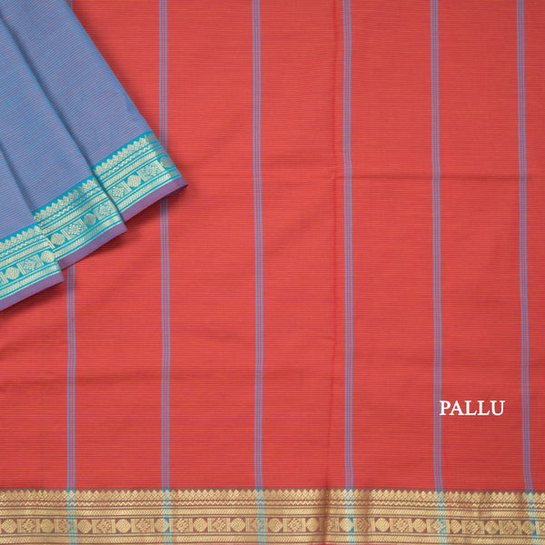 Poly Cotton Baby Blue Plain Saree
