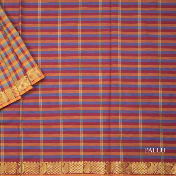 Poly Cotton Multi Colour Checked Saree 10 - Kumaran Silks