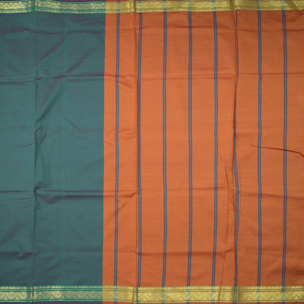 Poly Cotton Green Plain Saree 04