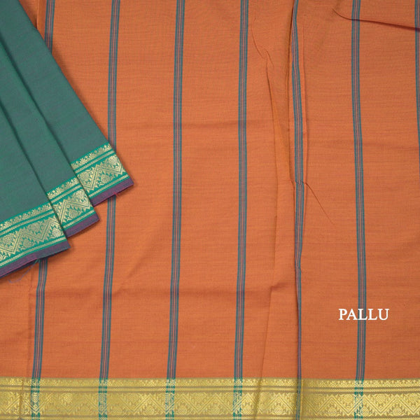 Poly Cotton Green Plain Saree 04
