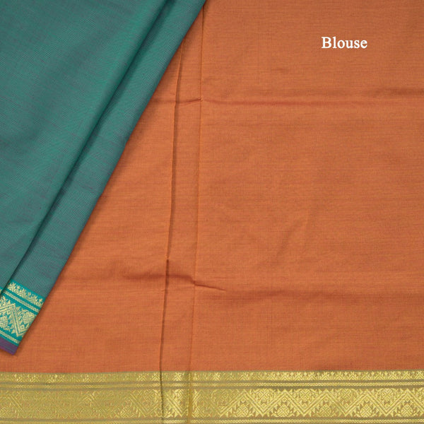 Poly Cotton Green Plain Saree 04
