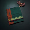 Poly Cotton Green Plain Saree 04