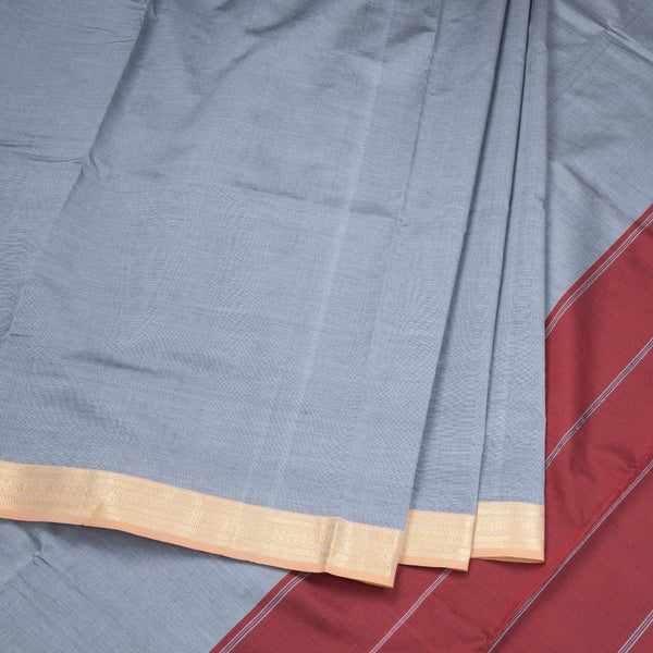 Poly Cotton Grey Plain Saree 03