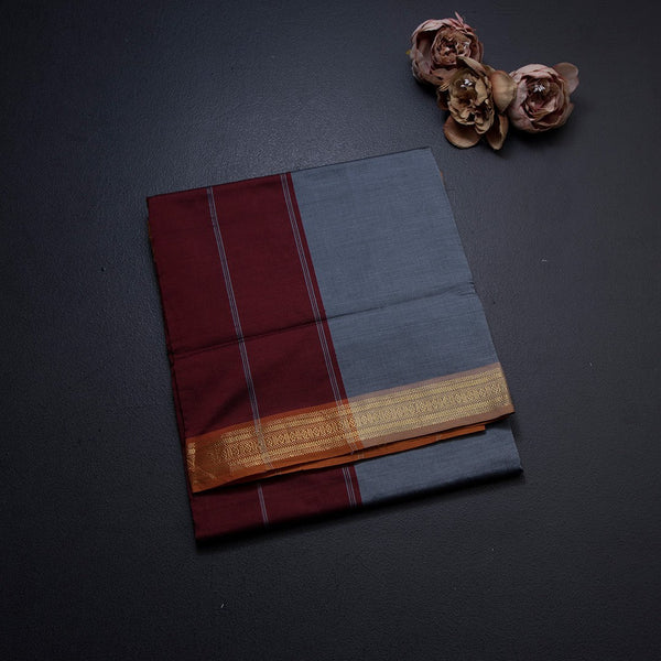 Poly Cotton Grey Plain Saree 03