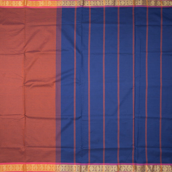 Poly Cotton Rust Orange Plain Saree