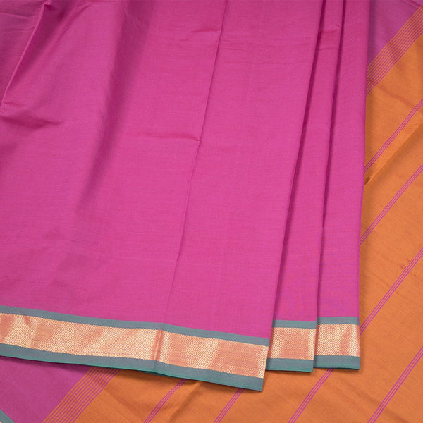 Poly Cotton Pink Plain Saree 02