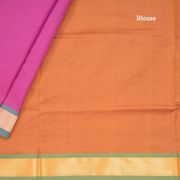 Poly Cotton Pink Plain Saree 02