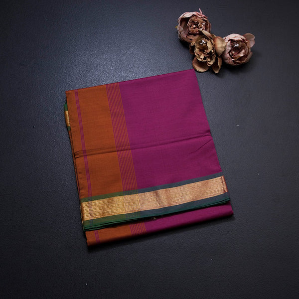 Poly Cotton Pink Plain Saree 02