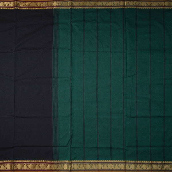 Poly Cotton Black Plain Saree