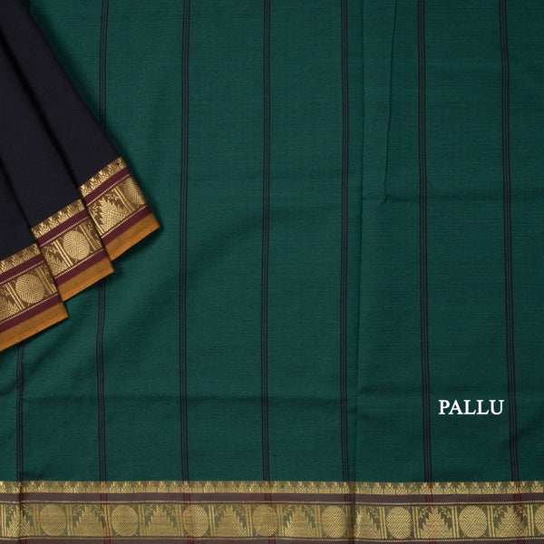 Poly Cotton Black Plain Saree
