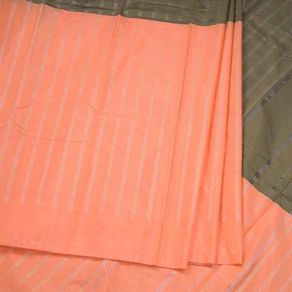 Peach And Green Half And Half Art Silk Saree