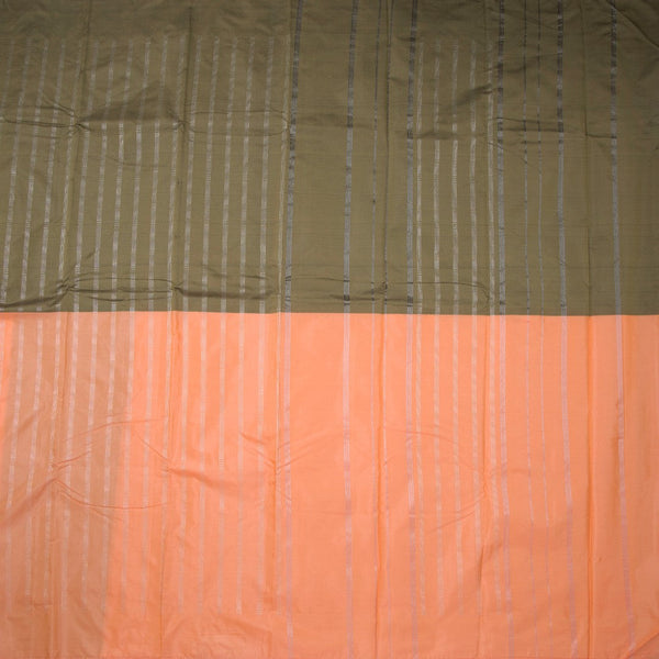 Peach And Green Half And Half Art Silk Saree