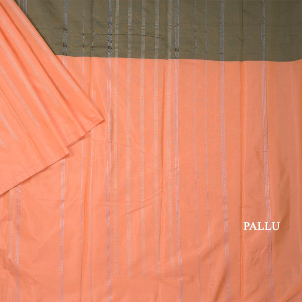 Peach And Green Half And Half Art Silk Saree