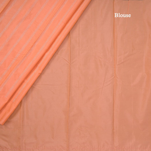 Peach And Green Half And Half Art Silk Saree