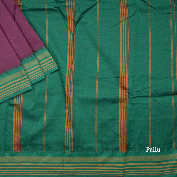 Dharwad Cotton Purple Plain Saree 02