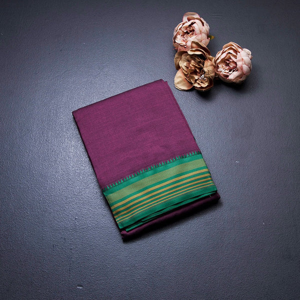 Dharwad Cotton Purple Plain Saree 02