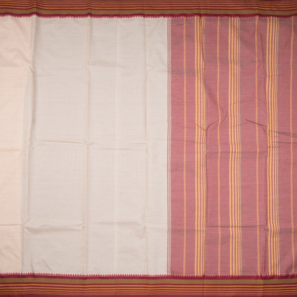 Dharwad Cotton Cream Plain Saree 02