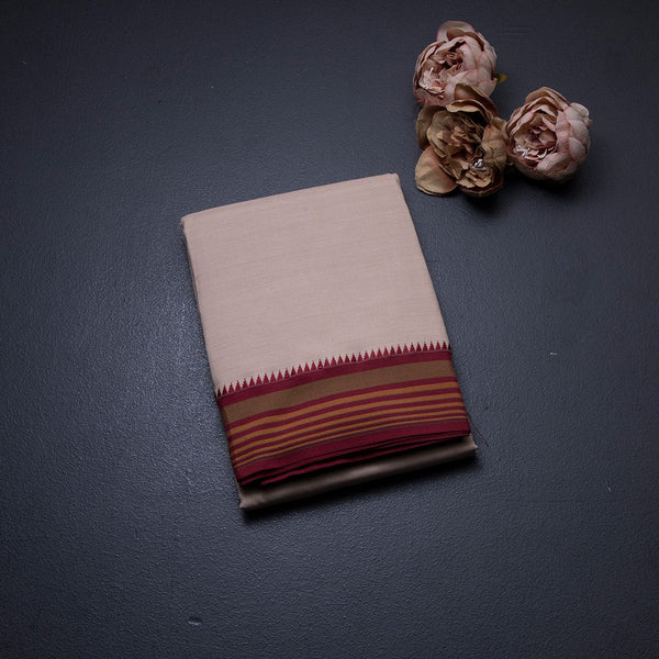 Dharwad Cotton Cream Plain Saree 02