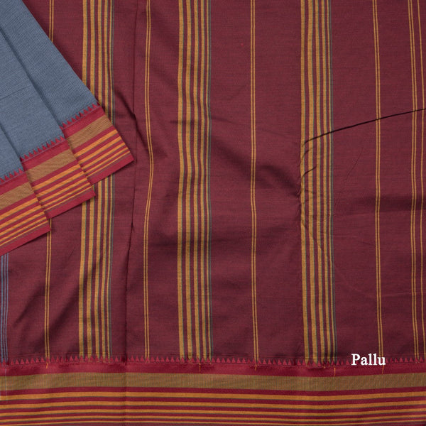 Dharwad Cotton Grey Plain Saree 05