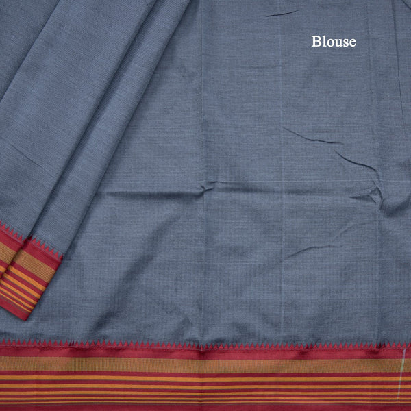 Dharwad Cotton Grey Plain Saree 05