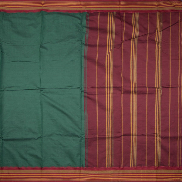 Dharwad Cotton Green Plain Saree 04