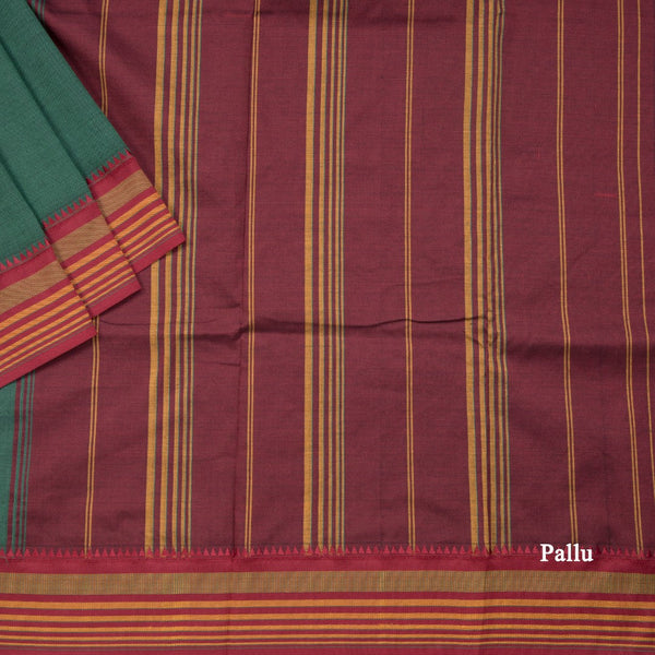 Dharwad Cotton Green Plain Saree 04