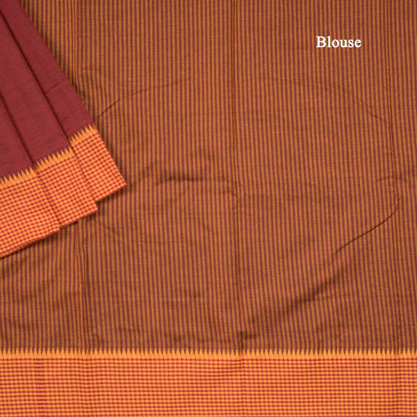 Dharwad Cotton Maroon Plain Saree 04