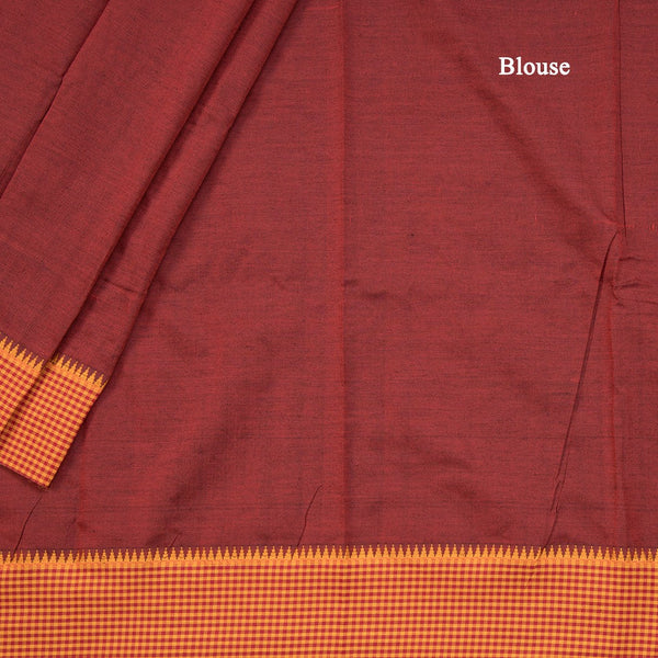 Dharwad Cotton Maroon Plain Saree 04