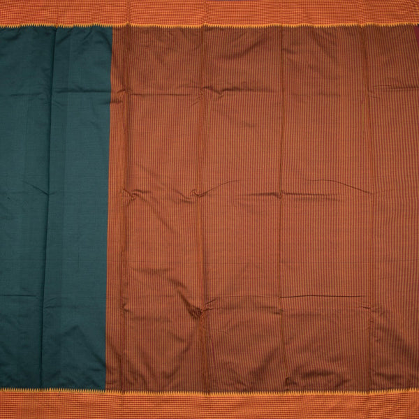 Dharwad Cotton Dark Green Plain Saree 04