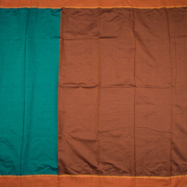 Dharwad Cotton Teal Green Plain Saree
