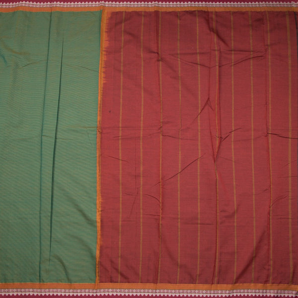 Dharwad Cotton Green Plain Saree 05