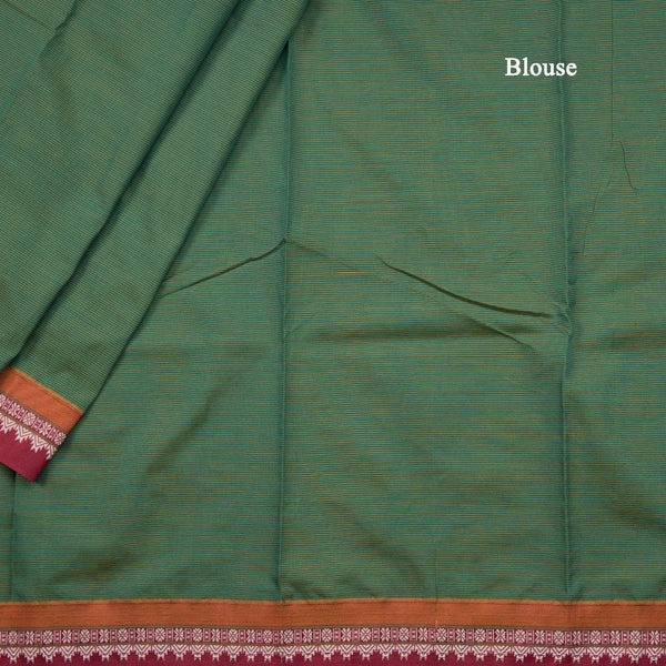 Dharwad Cotton Green Plain Saree 05