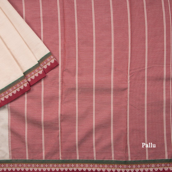 Dharwad Cotton Cream Plain Saree 03