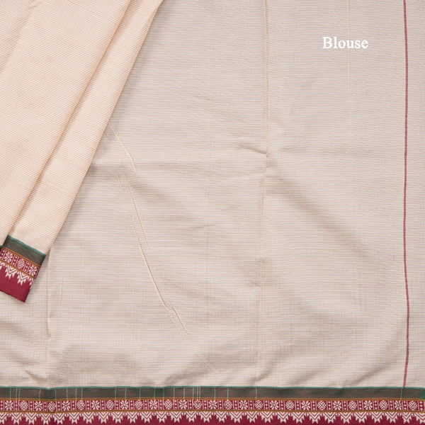 Dharwad Cotton Cream Plain Saree 03