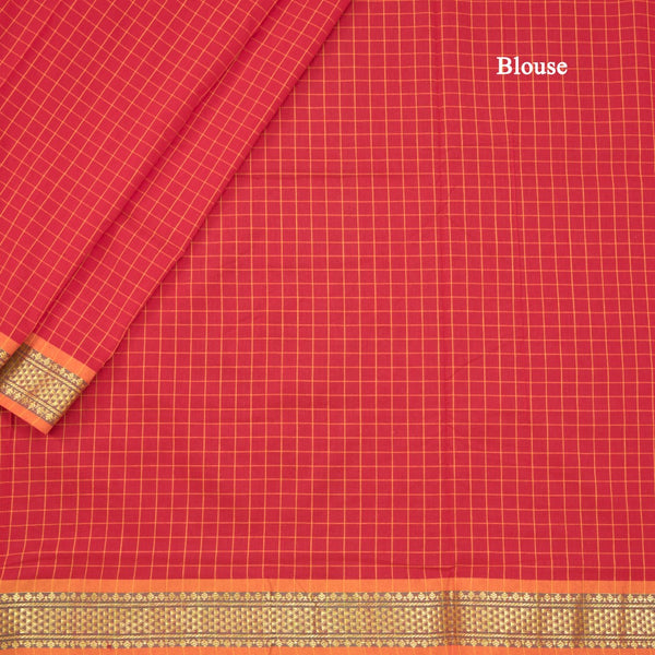 Kalyani Cotton Red Color Checked Saree